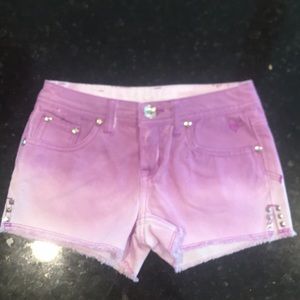 Purple fade away jean shorts